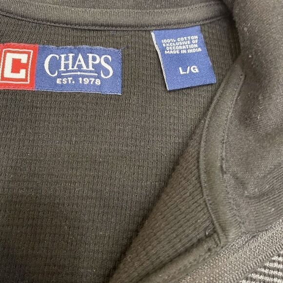 Chaps 100% Cotton 1/4 Zip Sweater Black/Grey - Picture 4 of 4